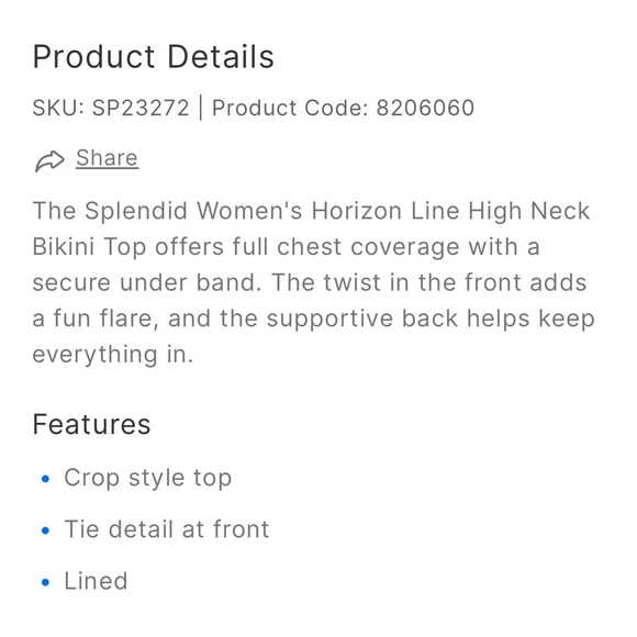 NWOT Splendid horizon line high neck swim top - Picture 12 of 12